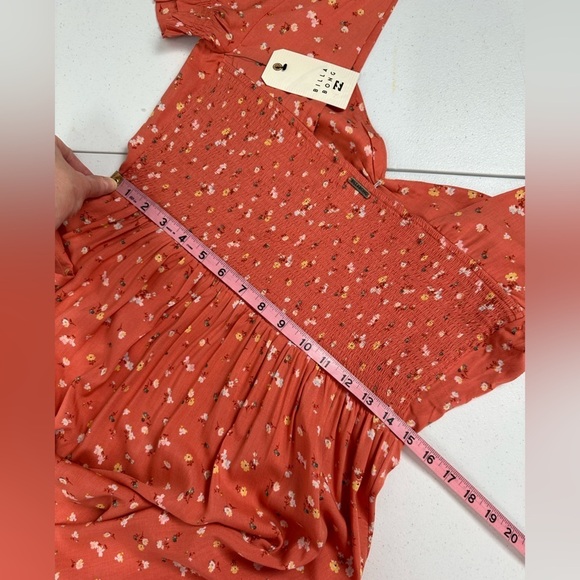 NWT Billabong Fell For You Floral Midi MilkMaid Sweetheart Dress Terracotta - Picture 7 of 15